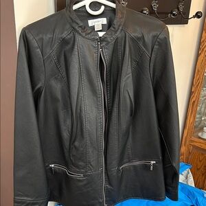 CJ Banks Classic Black Leather Jacket